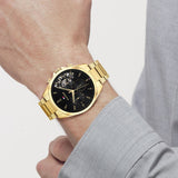 Buy Shop Tommy Hilfiger Baker Chronograph Black Dial Gold Steel Strap Watch for Men - 1710447 USA Online