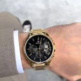 Buy Shop Tommy Hilfiger Baker Chronograph Black Dial Gold Steel Strap Watch for Men - 1710447 USA Online