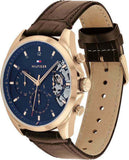Buy Shop Tommy Hilfiger Baker Chronograph Blue Dial Brown Leather Strap Watch For Men - 1710453 USA Online
