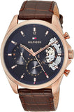 Buy Shop Tommy Hilfiger Baker Chronograph Blue Dial Brown Leather Strap Watch For Men - 1710453 USA Online