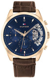 Buy Shop Tommy Hilfiger Baker Chronograph Blue Dial Brown Leather Strap Watch For Men - 1710453 USA Online