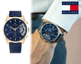 Buy Shop Tommy Hilfiger Baker Chronograph Quartz Blue Dial Blue Leather Strap Watch For Men - 1710451 USA Online
