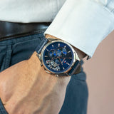 Buy Shop Tommy Hilfiger Baker Chronograph Quartz Blue Dial Blue Leather Strap Watch For Men - 1710451 USA Online