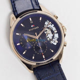 Buy Shop Tommy Hilfiger Baker Chronograph Quartz Blue Dial Blue Leather Strap Watch For Men - 1710451 USA Online