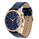 Buy Shop Tommy Hilfiger Baker Chronograph Quartz Blue Dial Blue Leather Strap Watch For Men - 1710451 USA Online
