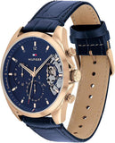 Buy Shop Tommy Hilfiger Baker Chronograph Quartz Blue Dial Blue Leather Strap Watch For Men - 1710451 USA Online