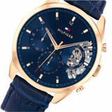 Buy Shop Tommy Hilfiger Baker Chronograph Quartz Blue Dial Blue Leather Strap Watch For Men - 1710451 USA Online