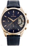 Buy Shop Tommy Hilfiger Baker Chronograph Quartz Blue Dial Blue Leather Strap Watch For Men - 1710451 USA Online