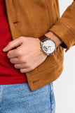 Buy Shop Tommy Hilfiger Baker Chronograph White Dial Brown Leather Strap Watch For Men - 1710450 USA Online