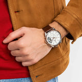 Buy Shop Tommy Hilfiger Baker Chronograph White Dial Brown Leather Strap Watch For Men - 1710450 USA Online
