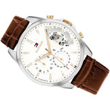 Buy Shop Tommy Hilfiger Baker Chronograph White Dial Brown Leather Strap Watch For Men - 1710450 USA Online