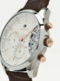 Buy Shop Tommy Hilfiger Baker Chronograph White Dial Brown Leather Strap Watch For Men - 1710450 USA Online