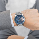 Buy Shop Tommy Hilfiger Baker Quartz Blue Dial Silver Steel Strap Watch For Men - 1710448 USA Online