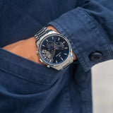 Buy Shop Tommy Hilfiger Baker Quartz Blue Dial Silver Steel Strap Watch For Men - 1710448 USA Online