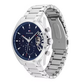Buy Shop Tommy Hilfiger Baker Quartz Blue Dial Silver Steel Strap Watch For Men - 1710448 USA Online