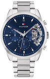 Buy Shop Tommy Hilfiger Baker Quartz Blue Dial Silver Steel Strap Watch For Men - 1710448 USA Online