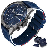 Buy Shop Tommy Hilfiger Bank Blue Dial Blue Rubber Strap Watch for Men - 1791721 USA Online