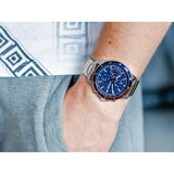 Buy Shop Tommy Hilfiger Bank Chronograph Blue Dial Silver Steel Strap Watch for Men - 1791718 USA Online