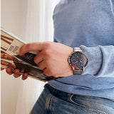Buy Shop Tommy Hilfiger Bank Chronograph Blue Dial Silver Steel Strap Watch for Men - 1791718 USA Online