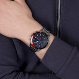 Buy Shop Tommy Hilfiger Bank Chronograph Blue Dial Silver Steel Strap Watch for Men - 1791718 USA Online