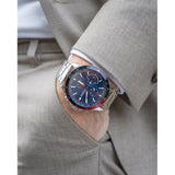 Buy Shop Tommy Hilfiger Bank Chronograph Blue Dial Silver Steel Strap Watch for Men - 1791718 USA Online