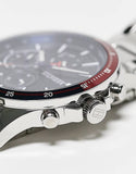 Buy Shop Tommy Hilfiger Bank Chronograph Blue Dial Silver Steel Strap Watch for Men - 1791718 USA Online