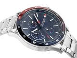 Buy Shop Tommy Hilfiger Bank Chronograph Blue Dial Silver Steel Strap Watch for Men - 1791718 USA Online