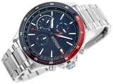 Buy Shop Tommy Hilfiger Bank Chronograph Blue Dial Silver Steel Strap Watch for Men - 1791718 USA Online