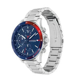 Buy Shop Tommy Hilfiger Bank Chronograph Blue Dial Silver Steel Strap Watch for Men - 1791718 USA Online