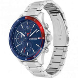 Buy Shop Tommy Hilfiger Bank Chronograph Blue Dial Silver Steel Strap Watch for Men - 1791718 USA Online