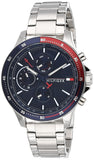 Buy Shop Tommy Hilfiger Bank Chronograph Blue Dial Silver Steel Strap Watch for Men - 1791718 USA Online
