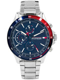 Buy Shop Tommy Hilfiger Bank Chronograph Blue Dial Silver Steel Strap Watch for Men - 1791718 USA Online