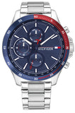 Buy Shop Tommy Hilfiger Bank Chronograph Blue Dial Silver Steel Strap Watch for Men - 1791718 USA Online
