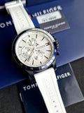 Buy Shop Tommy Hilfiger Bank Chronograph White Dial White Rubber Strap Watch for Men - 1791723 USA Online