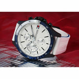 Buy Shop Tommy Hilfiger Bank Chronograph White Dial White Rubber Strap Watch for Men - 1791723 USA Online
