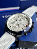 Buy Shop Tommy Hilfiger Bank Chronograph White Dial White Rubber Strap Watch for Men - 1791723 USA Online