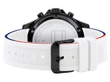 Buy Shop Tommy Hilfiger Bank Chronograph White Dial White Rubber Strap Watch for Men - 1791723 USA Online