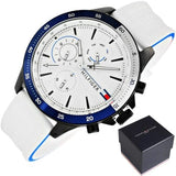 Buy Shop Tommy Hilfiger Bank Chronograph White Dial White Rubber Strap Watch for Men - 1791723 USA Online