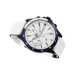 Buy Shop Tommy Hilfiger Bank Chronograph White Dial White Rubber Strap Watch for Men - 1791723 USA Online