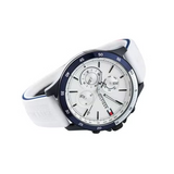 Buy Shop Tommy Hilfiger Bank Chronograph White Dial White Rubber Strap Watch for Men - 1791723 USA Online