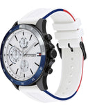Buy Shop Tommy Hilfiger Bank Chronograph White Dial White Rubber Strap Watch for Men - 1791723 USA Online