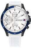 Buy Shop Tommy Hilfiger Bank Chronograph White Dial White Rubber Strap Watch for Men - 1791723 USA Online
