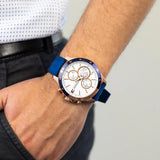 Buy Shop Tommy Hilfiger Bank Multifunction Quartz White Dial Blue Rubber Strap Watch for Men - 1791778 USA Online
