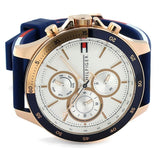 Buy Shop Tommy Hilfiger Bank Multifunction Quartz White Dial Blue Rubber Strap Watch for Men - 1791778 USA Online