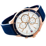 Buy Shop Tommy Hilfiger Bank Multifunction Quartz White Dial Blue Rubber Strap Watch for Men - 1791778 USA Online