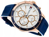 Buy Shop Tommy Hilfiger Bank Multifunction Quartz White Dial Blue Rubber Strap Watch for Men - 1791778 USA Online