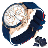Buy Shop Tommy Hilfiger Bank Multifunction Quartz White Dial Blue Rubber Strap Watch for Men - 1791778 USA Online