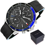 Buy Shop Tommy Hilfiger Bank Quartz Black Dial Black Rubber Strap Watch for Men - 1791724 USA Online