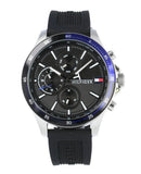 Buy Shop Tommy Hilfiger Bank Quartz Black Dial Black Rubber Strap Watch for Men - 1791724 USA Online