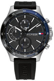 Buy Shop Tommy Hilfiger Bank Quartz Black Dial Black Rubber Strap Watch for Men - 1791724 USA Online